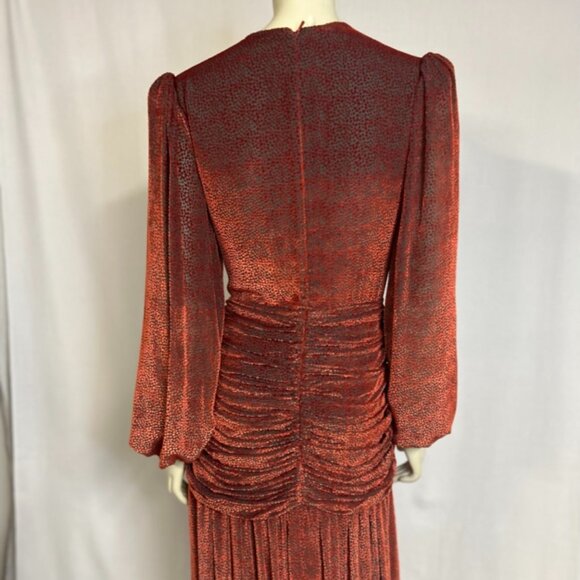NWT Costarellos russet orange velvet maxi dress sz 44 - Picture 6 of 13